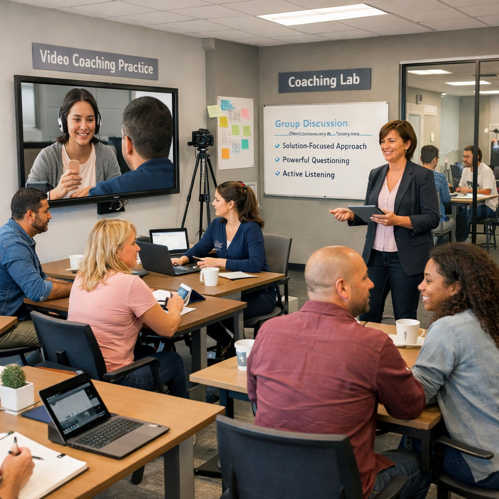 Modern coach training institute with a flipped classroom and videocoaching practice-1