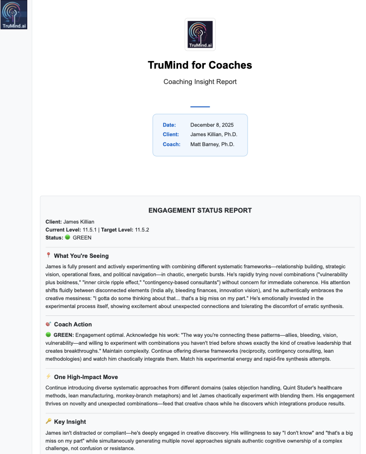 TruMind for Coaches Report Cover
